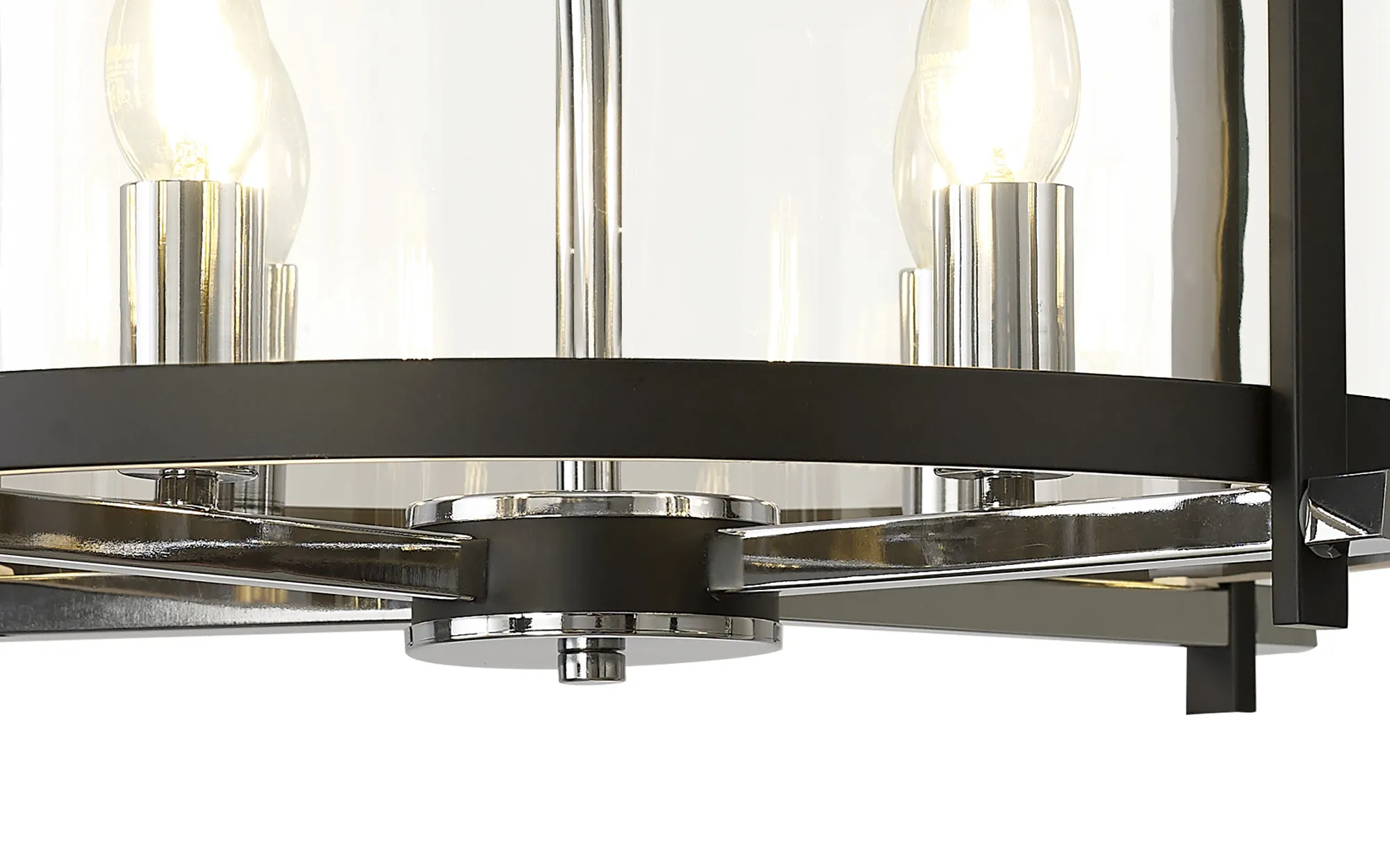 Nolan 46cm Glass Pendant 4 Light Black/Polished Chrome D0640  Deco Nolan